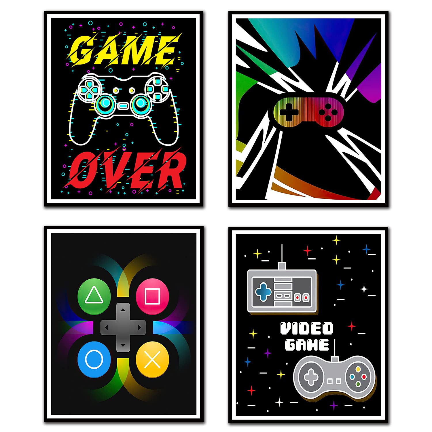HAOYIHAOJU Video Game Posters,Cool Video Game Art Print Room Wall Decoration, Gamer wall art, Boys Bedroom wall art, Kids room decor, No Frames Set of 4 (8" X10" ),