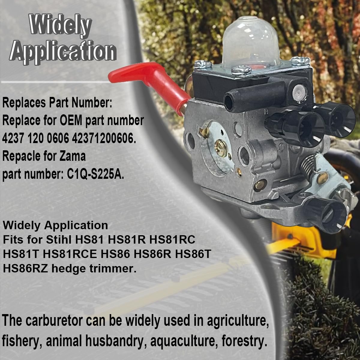 ZAMDOE 42371200606 Carburetor for Stihl HS81 HS81R HT81RC HS81T HS81TCE HS86T HS86R HS86RZ Hedge Trimmer Replaces 4237 120 0618 C1Q-S225 with Air Filter Kit Gaskets - Image 4