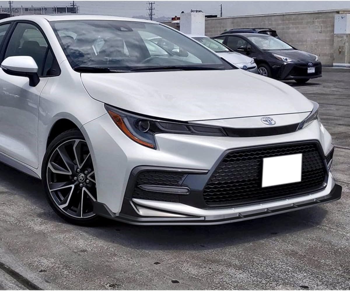 5pcs Combo Front Bumper Body Kit Lip + Side Skirt Extensions Diffuser Compatible with 2020-2025 Toyota Corolla XSE/SE Model Only (Unpainted Black)
