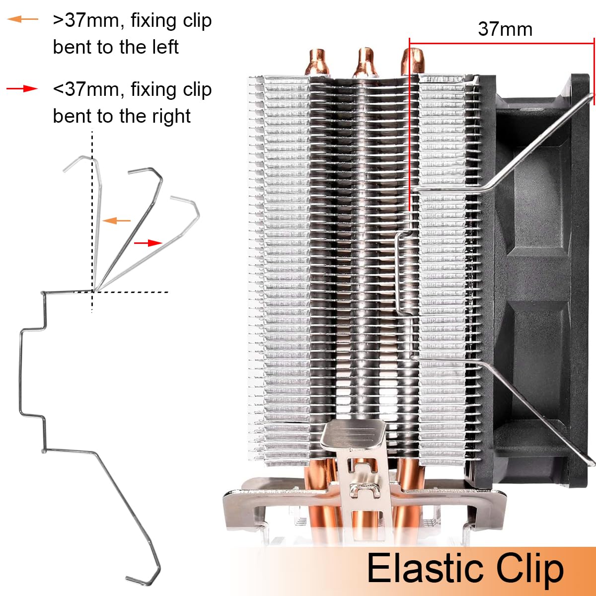 Fan Buckle CPU Radiator Cooling Clip PC Fan Hook 12cm Wire Buckle Upper Hook Type Fixing Clip Bracket for Computer Mainboard Fan Heatsink, Elastic Steel Metal, 8 Pcs - 4