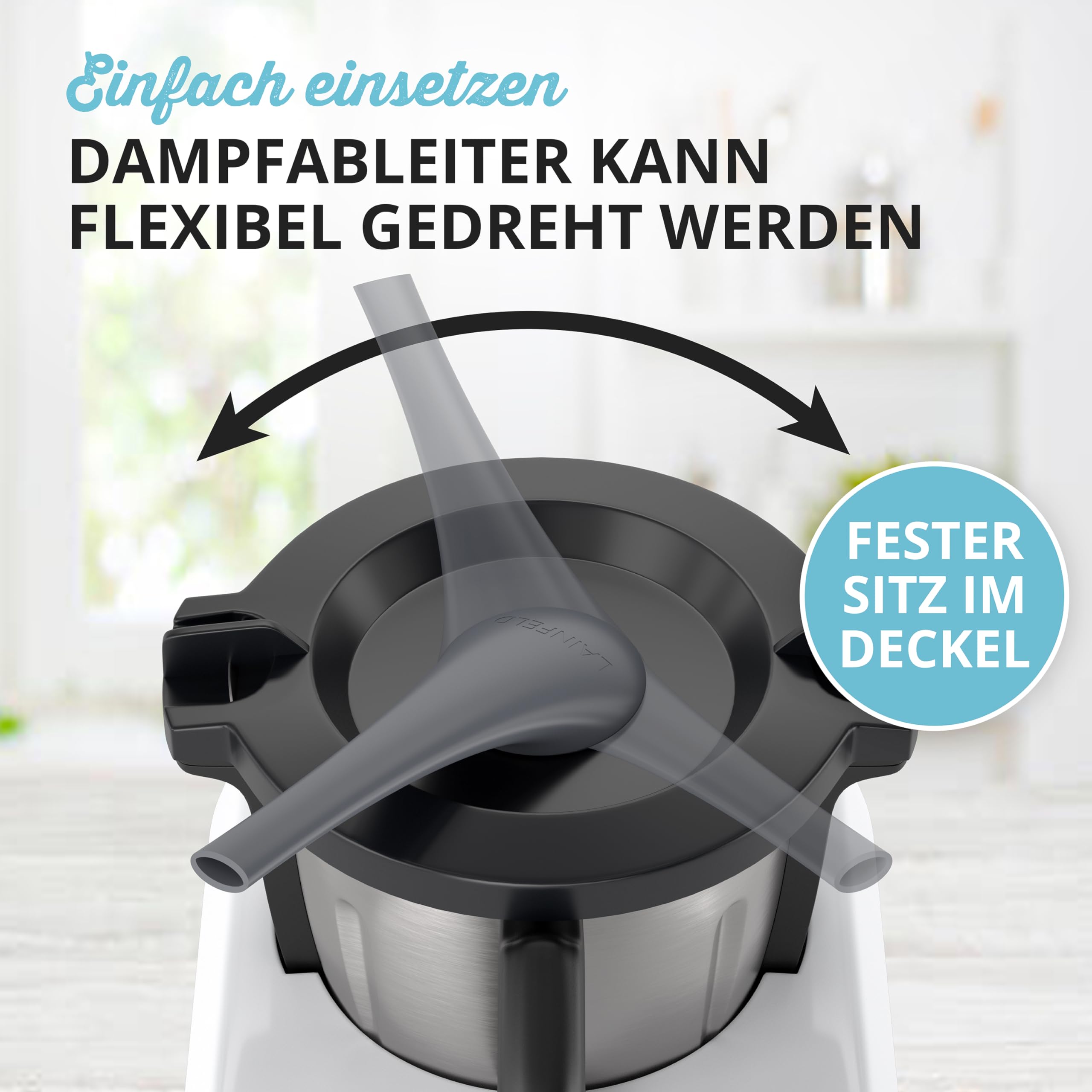 LAINFELD nasadka oprowadzająca do Monsieur Cuisine Connect i Smart, ochrona szafek wiszących, akcesoria kuchenne do MCC i MCS | Chroni szafki wiszące przed rosnącą parą, akcesoria kuchenne do robota kuchennego