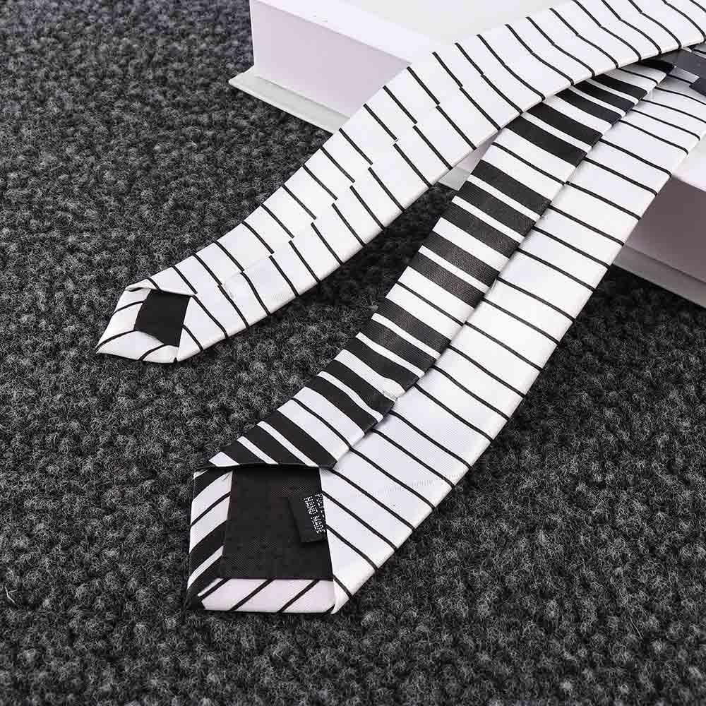 Men's Retro Piano Keys Necktie Black & White Piano Keyboard Necktie Funny Novelty Polyester Necktie For Mens Wedding Party Work Casual