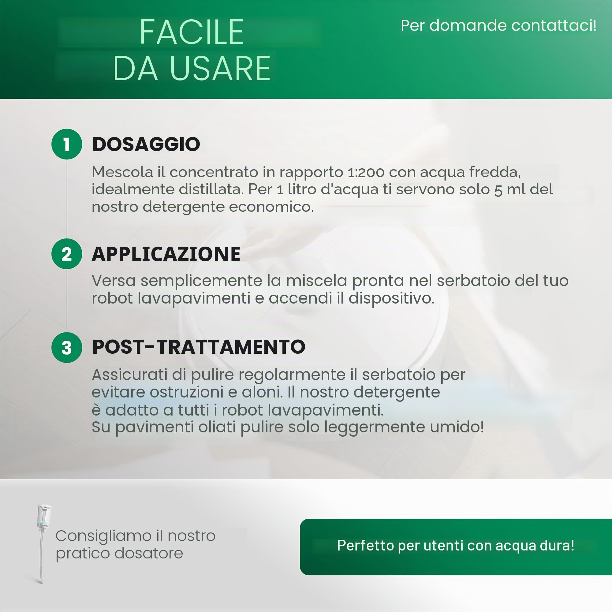 BiOHY - Detergente per pavimenti per stazione robot lavapavimenti, con profumo arancione (9 x 1 litro) + dosatore, concentrato per tutti i tipi di pulizia e robot aspirapolvere con funzione bagnata, a