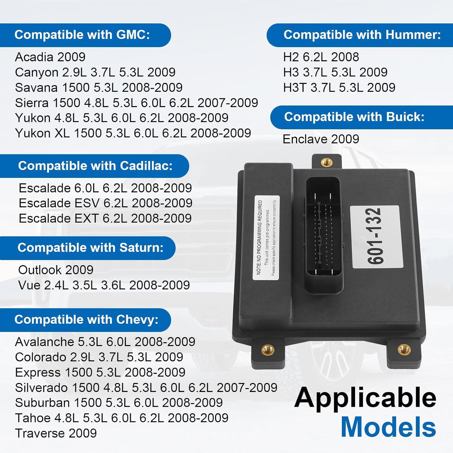 Fuel Pump Driver Flow Module For Chevy Silverado Suburban 1500 For GMC Sierra 1500 Yukon XL For Cadillac Escalade ESV EXT For Hummer H2 H3T For Buick Enclave For Saturn Vue Replace# 601-132