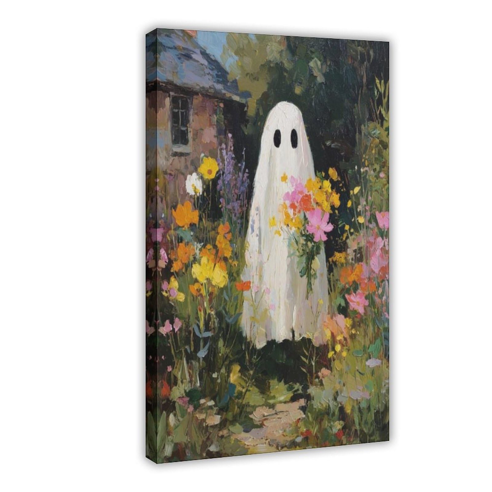 Bareronor Frame Fantasy Ghost Cottage Canvas Poster Bedroom Decor Landscape Office Room Decor Gift 8" L X 12" W