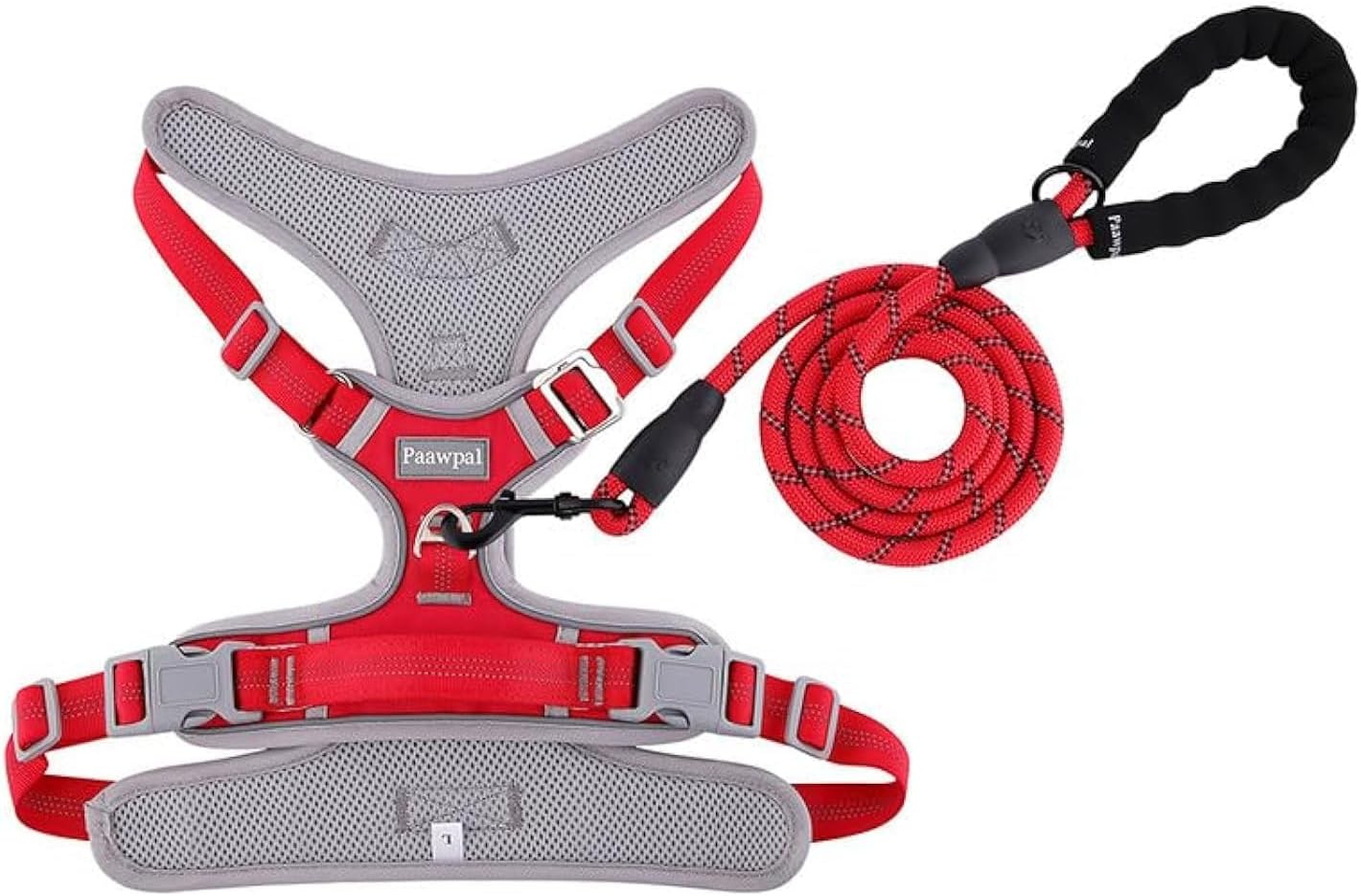 Adjustable Dog Harness - No Pull, Reflective, Soft Padded for Small, Medium, Large Dogs - Includes Leash and Collar Black M