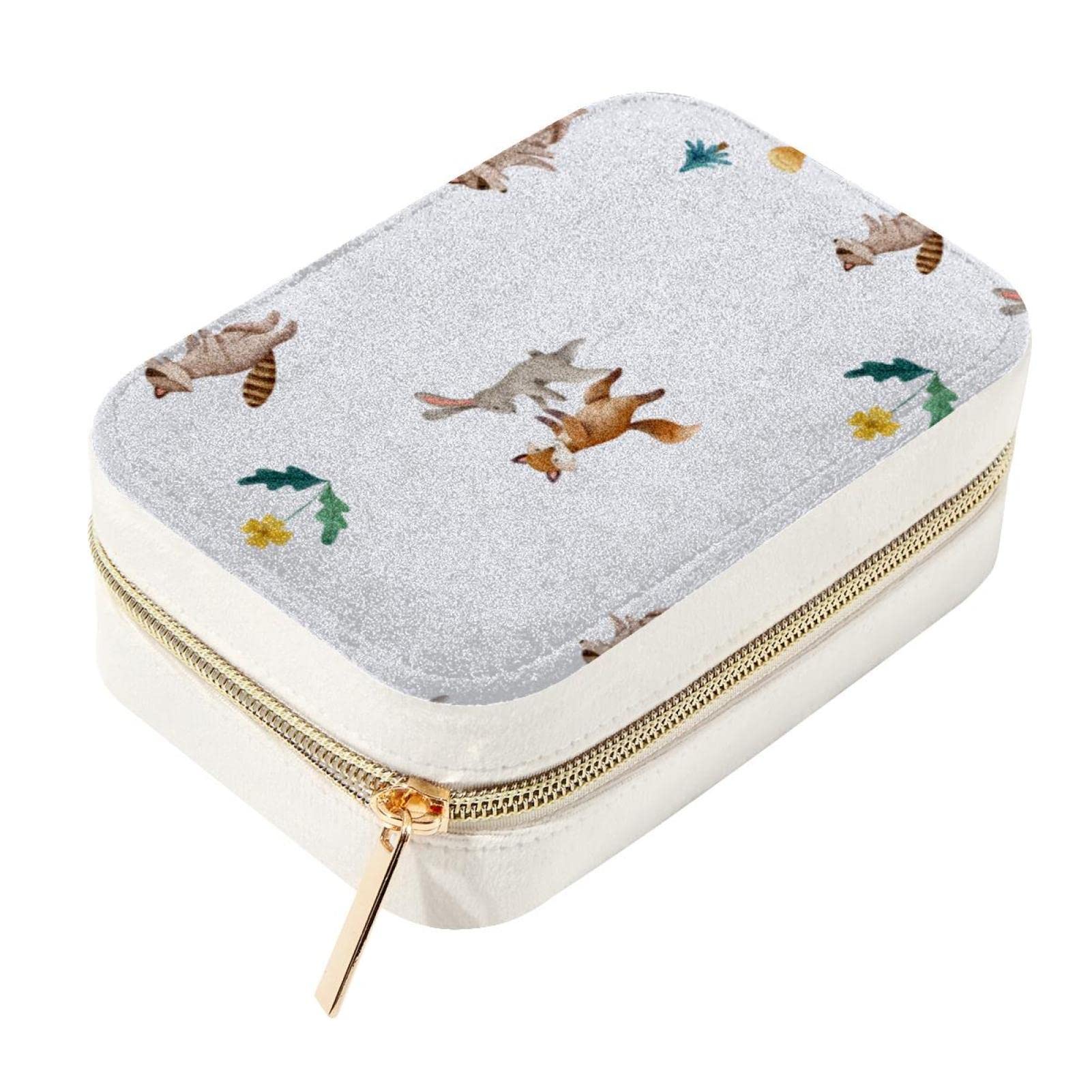 Boîte à bijoux de voyage motif renard et lapin idée cadeau femme