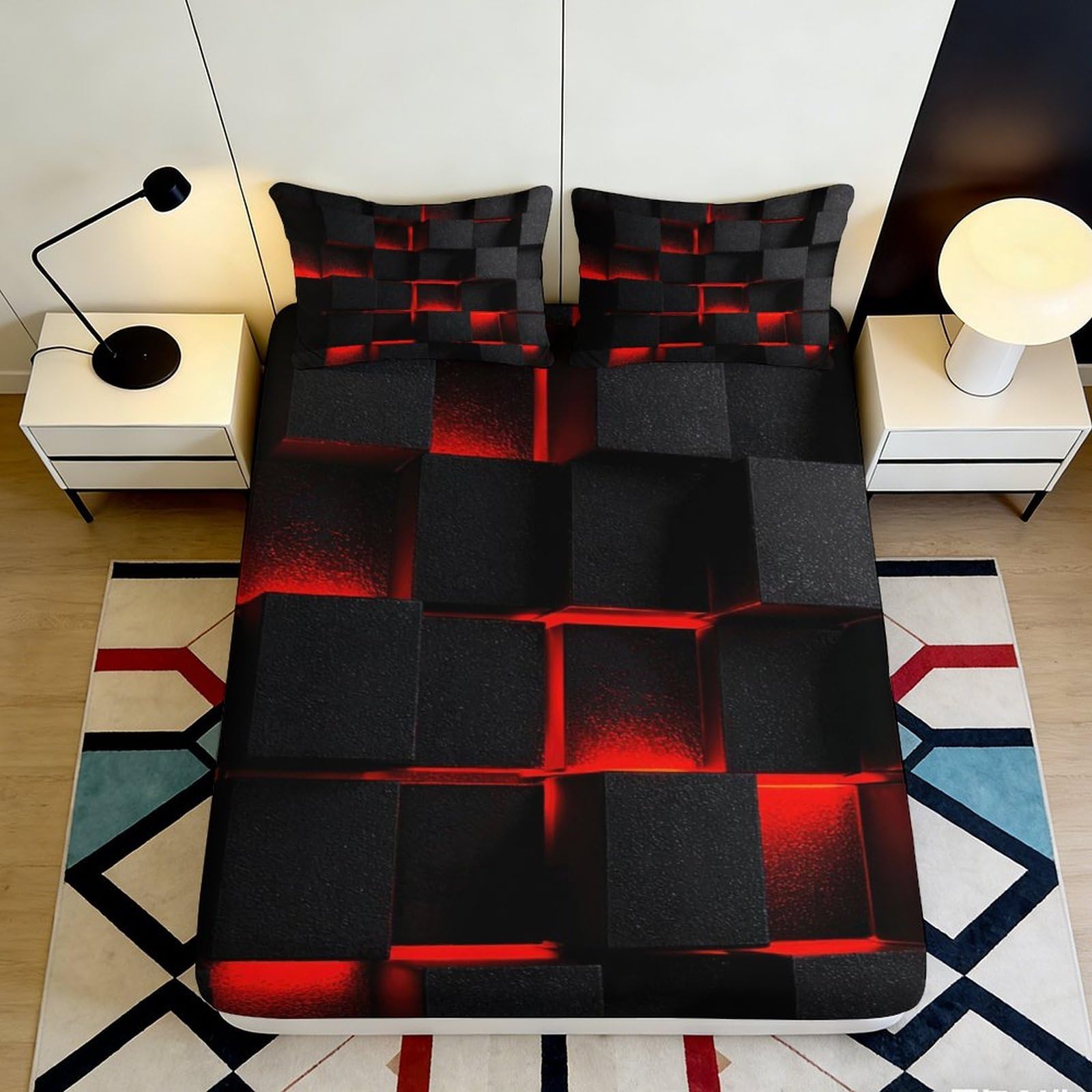 3D Printed Christmas Fitted Sheet Microfiber Non-Slip Deep Pocket Reindeer Mattress Fitted Cover Washable Bedding 120x200x25cm