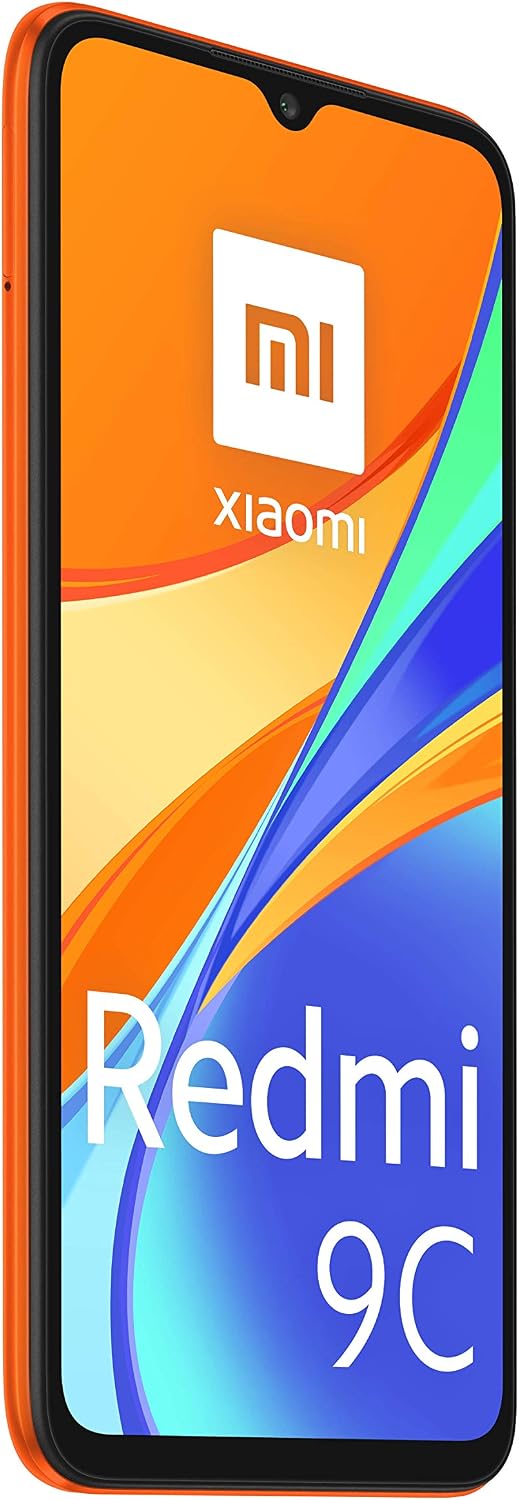 Xiaomi Redmi 9C Smartphone, 2 GB + 32 GB, 6.53" HD+ Dot Drop Display 5000mAh (typ), 13 MP, con AI Face Unlock, Tripla Fotocamera, Arancione (Sunrise Orange)