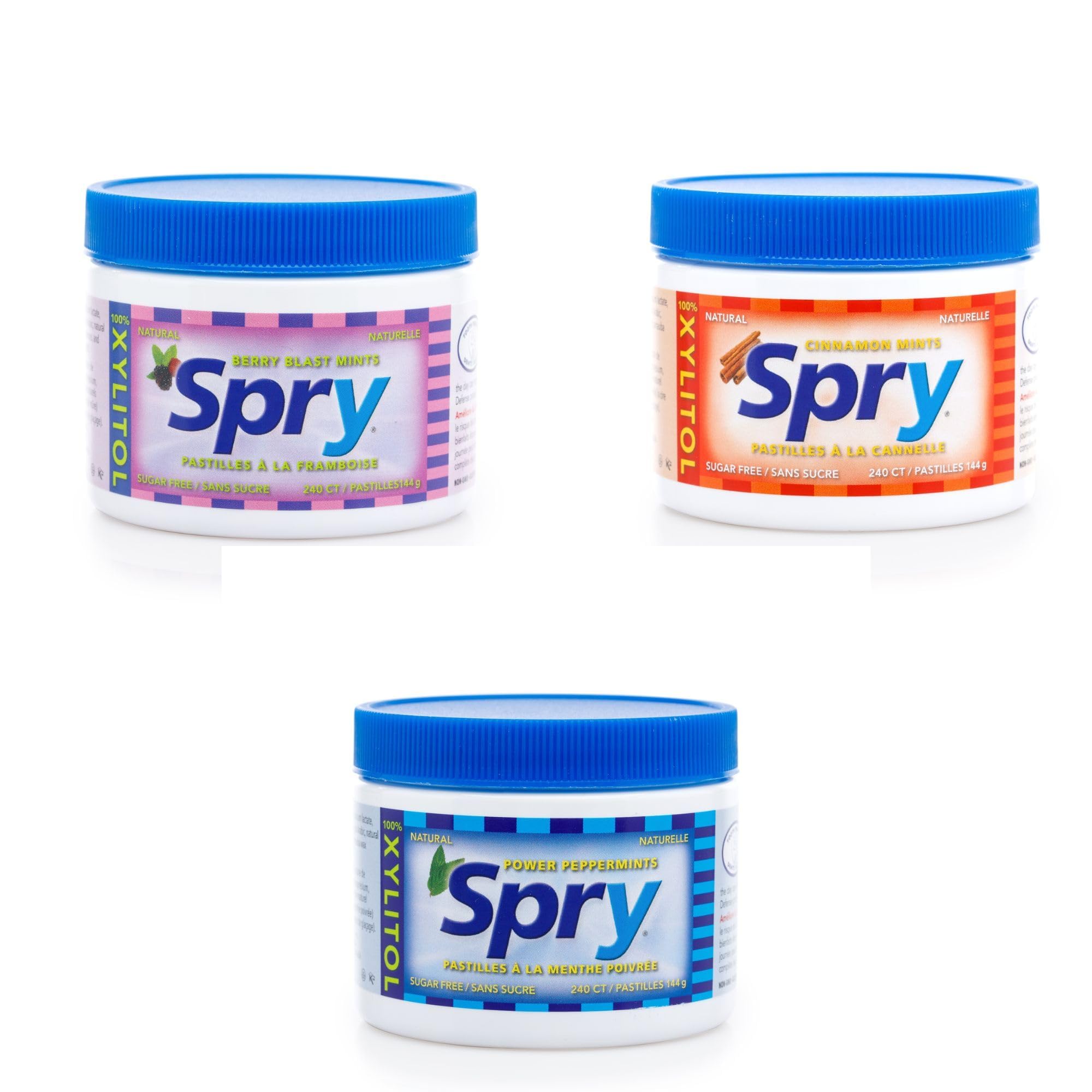 Spry Caramelle Menta con Xilitolo – Senza Zucchero, Favoriscono la Salute Orale, Stimolano la Produzione di Saliva, Combattono l’Alito Cattivo, Non OGM, Senza Glutine, 240 Count (Pack of 3)