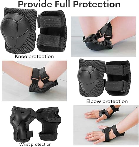 Miniatura 23 de KAMUGO Casco de bicicleta para niños, casco para niños de 2 a 8 años con equipo de protección deportiva, rodilleras, coderas, muñequeras