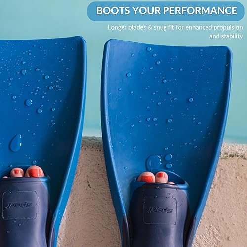 Miniatura 3 de Sporti Aletas de natación para adultos y niños para natación en la piscina, aletas flotantes largas para nadar y esnórquel, aletas de natación para