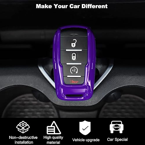 Miniatura 6 de Funda para llavero con funda para llavero y accesorios para Dodge RAM 20018-2022, Púrpura