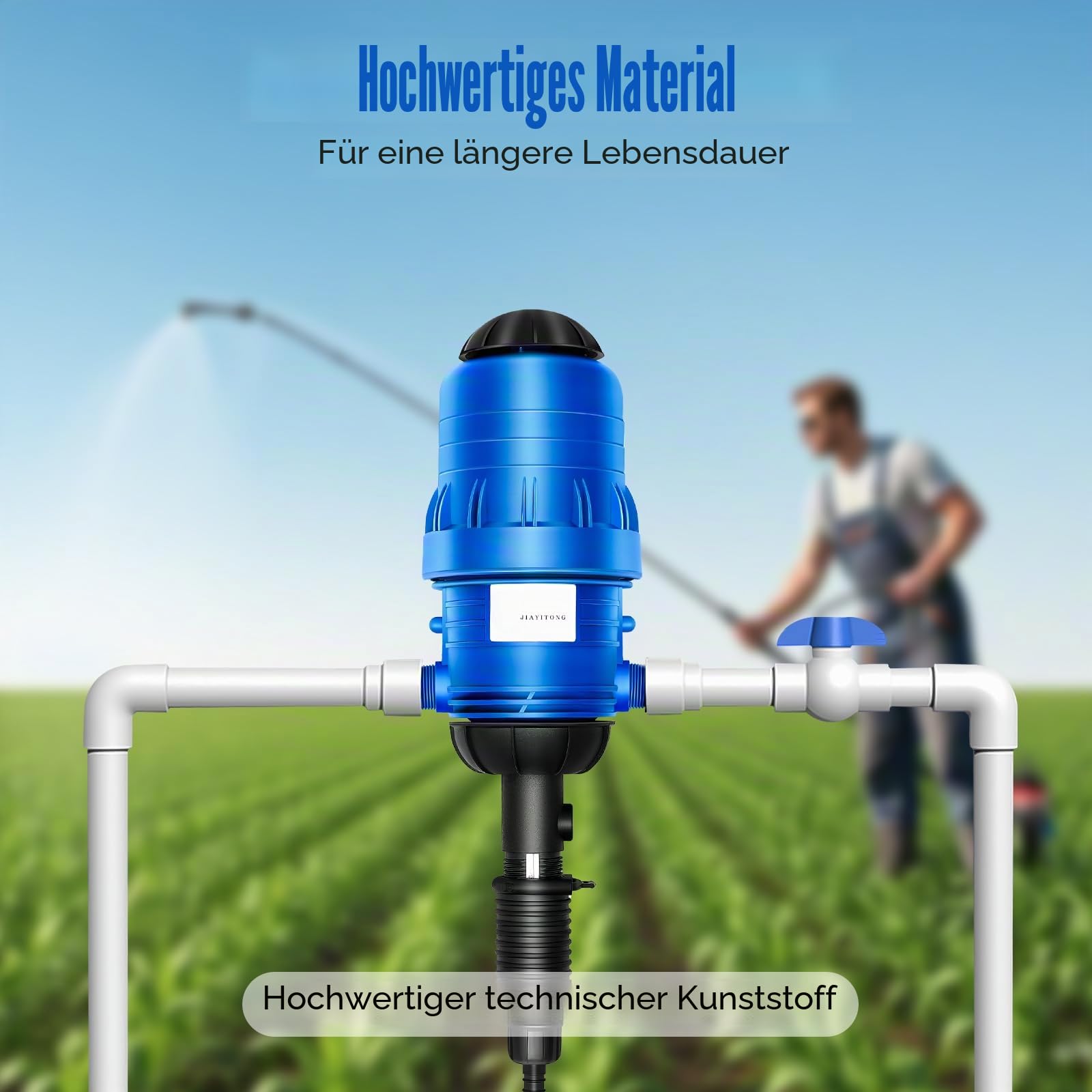 Dünger-Injektor 20-2500L/H, Bewässerungs-Dosierpumpe für Tropfbewässerung, 0.4-4%, Düngerdosierer mit Schlauch & Halterung, Düngemittelinjektor für Landwirtschaft Garten Gartenhaus