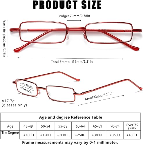 Miniatura 10 de Viseng 2 pares Slim Mini Metal Lectura Gafas Compacto Ligero Portátil Lectores con Gafas Caso para Lectura Caso +1.5 (NegroAzul)