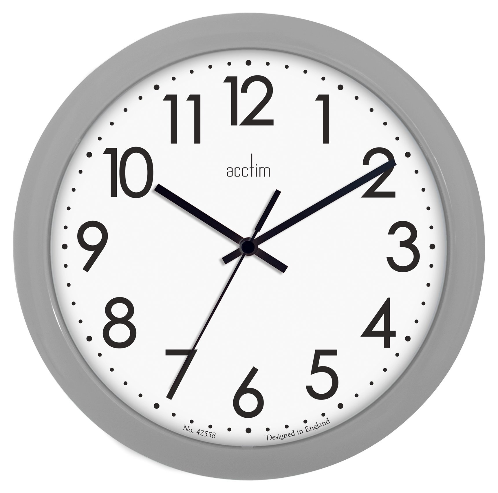 Acctim Grey Abingdon Wall Clock Quartz Easy Read Arabic Numbers 25Cm 21890