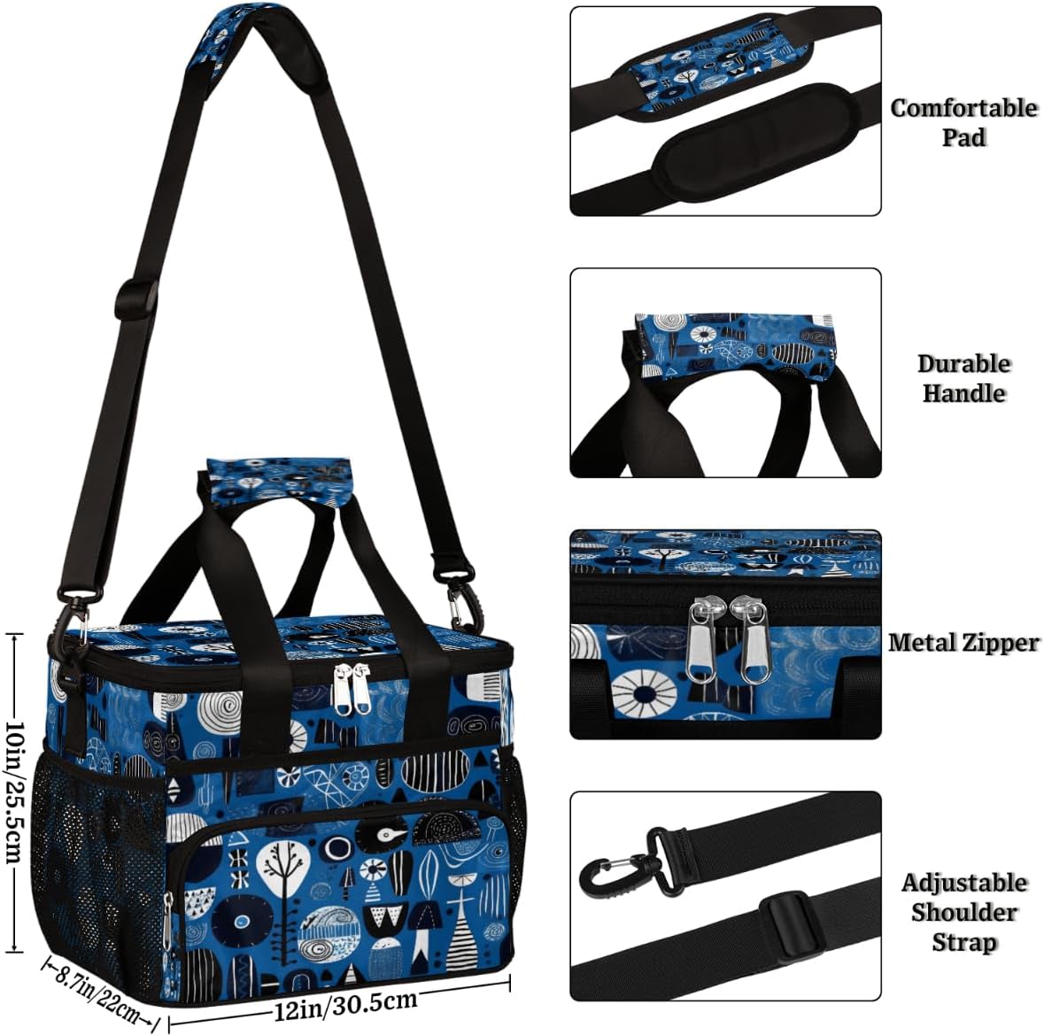 Creative Pattern Insulated Picnic Backpack Lunch Box for Women Men Picnic Basket Tote Lunch Bag Picnic Bag Portable Lunch Bags for Picnic, Beach, Work, Trip,Office, Camp Abstract Elements