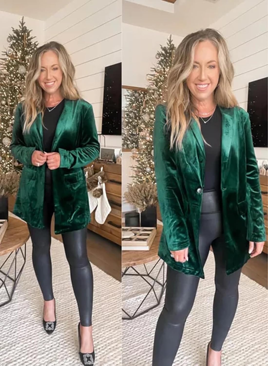 Happy Sailed Women's Velvet Blazer Jackets Casual Long Sleeve Lapel Collar Pocketed Blazer Suits Work Outfits
