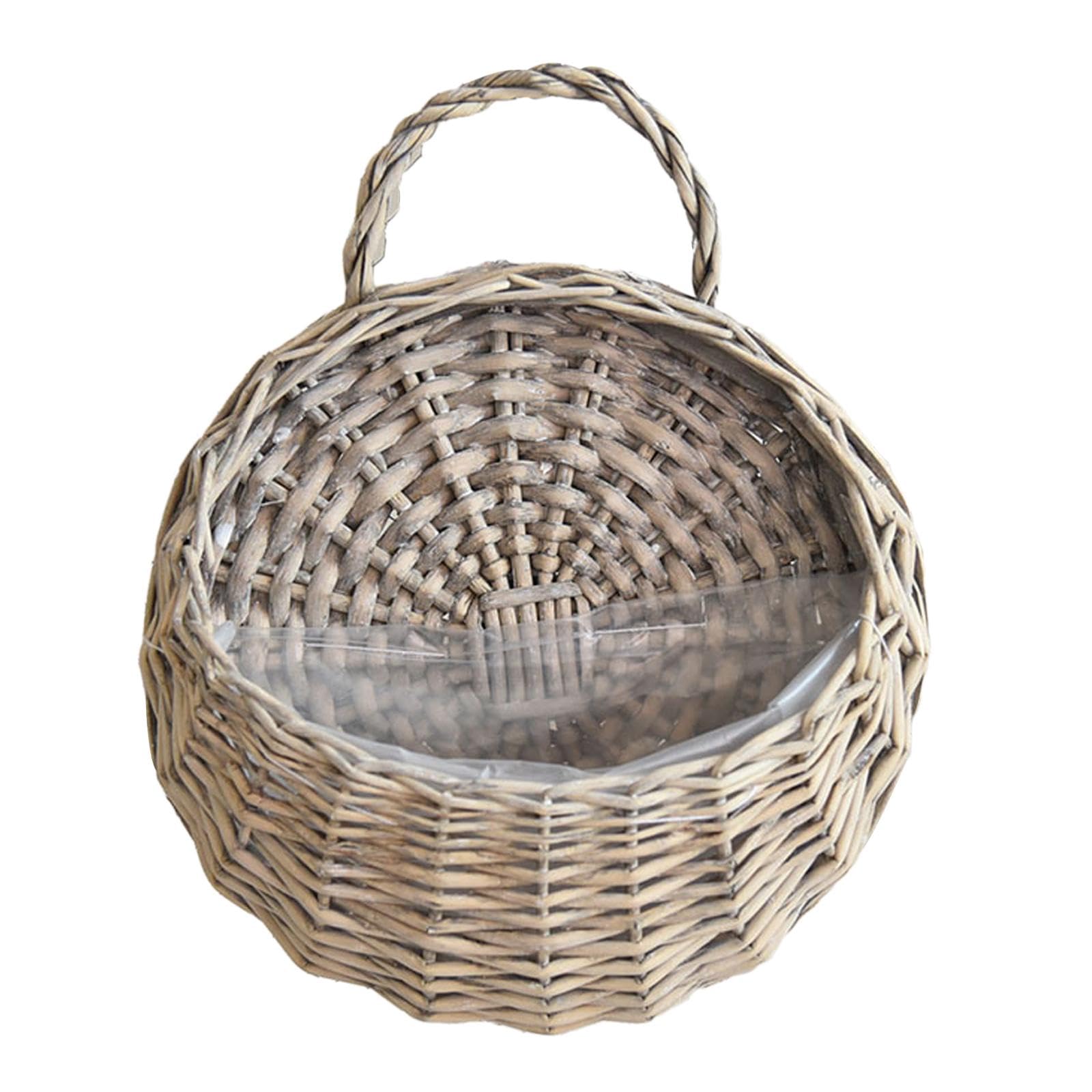 UJEAVETTE Woven Hanging Basket Wicker Handed Storage Basket for Lawn Living Room Porch S-image-14