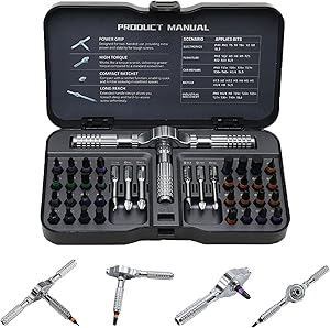 40 in 1 Ratchet Screwdriver Set, DIY Multi-Bit Magnetic Screwdriver Set with Ratchet Handle, 38 S2 Bits for Computer, Glas…