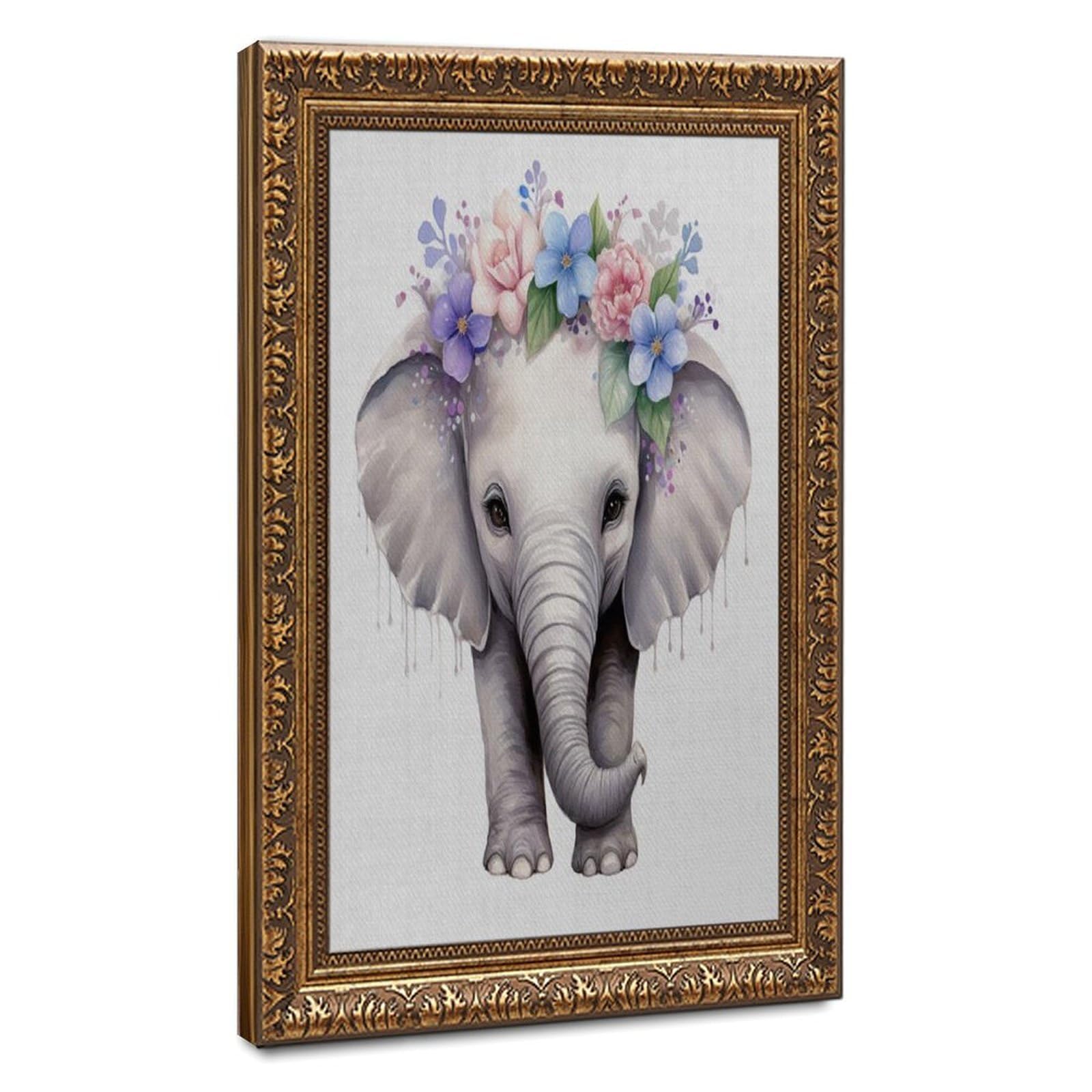 Bareronor Watercolour Elephant Poster Canvas Poster Bedroom Decor Landscape Office Room Decor Gift 24" L X 36" W
