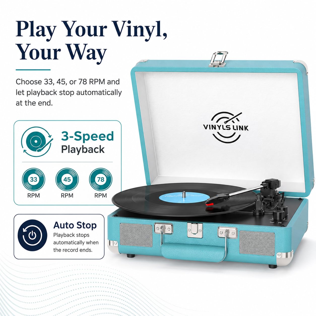 Amazon.com: Vinyl Record Player 3-Speed Bass Control Bluetooth