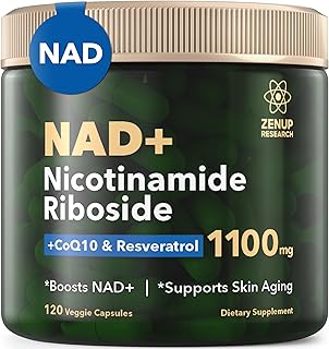 NAD+ Supplement | 1100mg Liposomal Nicotinamide Riboside with Resveratrol & Quercetin | Anti-Aging, Cellular Energy, Mental Focus | 120 Caps