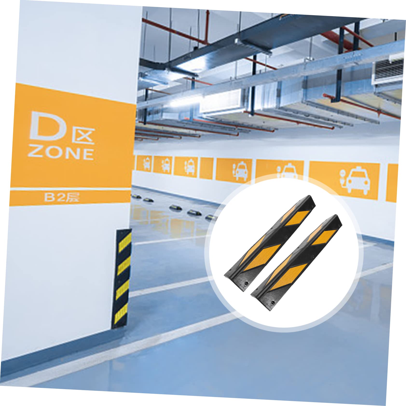 Ciieeo Protezioni Angolari in Gomma Riflettente per Garage 2 Pezzi 60cm Paraspigoli per Pareti Protezione Bordi Auto Parcheggio Interno Sicurezza Veicoli