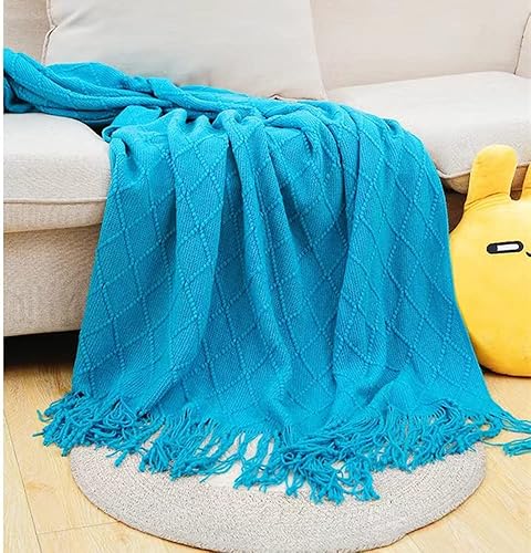 MSense Store Mantas para sofá, manta tejida de punto, suave, cálida, acogedora, ligera, manta decorativa con borlas para sofá, cama, sofá, para