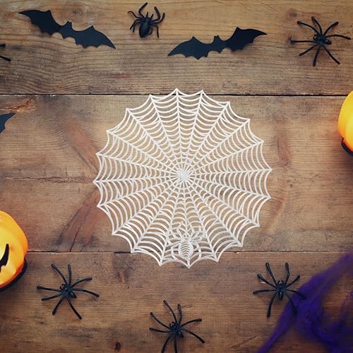 Miniatura 9 de NOLITOY 4 manteles individuales de telaraña plateados, manteles individuales de telaraña de Halloween, manteles individuales de telaraña, posavasos