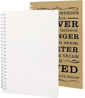 JOHSBYD2Pcs Spiral Dotted Notebook,Inspirational Gifts A5 Dot Grid | Spiral Notebook for Work & Sketching,Perfect for Office School Home Supplies,160 Pages (2, Dot Grid Brown)