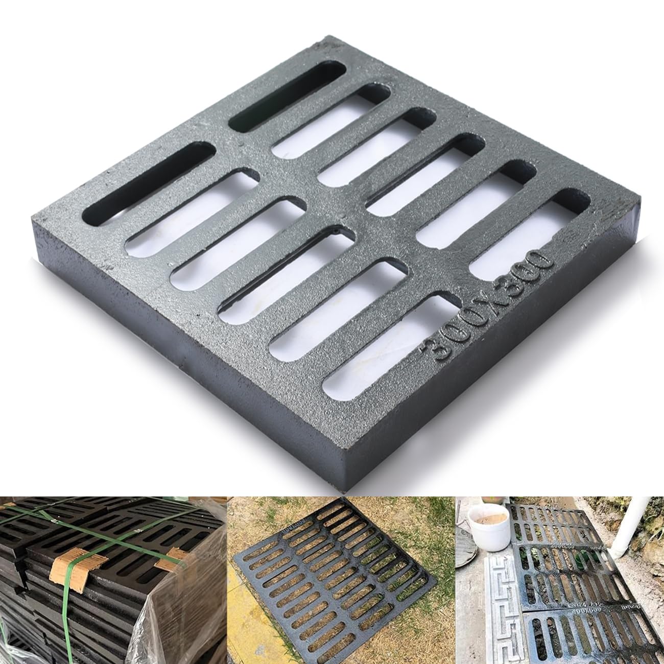 Grille d'égout robuste en fonte carrée 30x30 pour drainage de sol