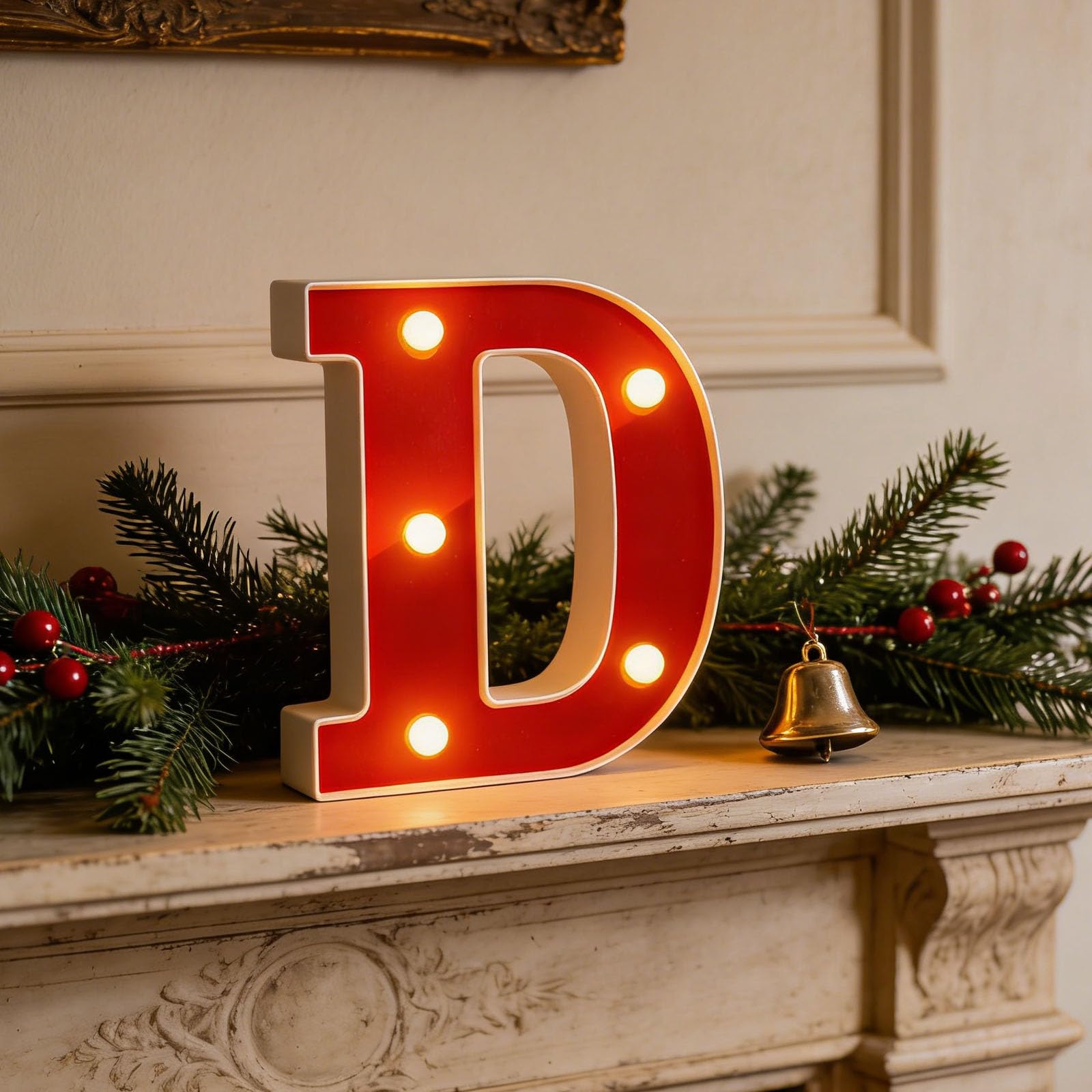 shulovehua LED Light Up Marquee Letters, Battery Powered Decorative LED Letter Lights, Alphabet Light Up Letters for Wedding Birthday Party,Holiday Lamp or Home Bar Decoration (Letter D) — image 1