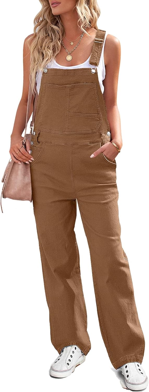 luvamia Overalls Women Loose Fit Denim Bib Baggy Overall Jumpsuit Straight Wide Leg Stretchy Jean Pants Fashion