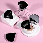 Pimoys 6 Pcs Poudre Puff Face Soft Triangle Maquillage Puff Velour Maquillages Sponges Bas pour Poudre Loose (Noir)