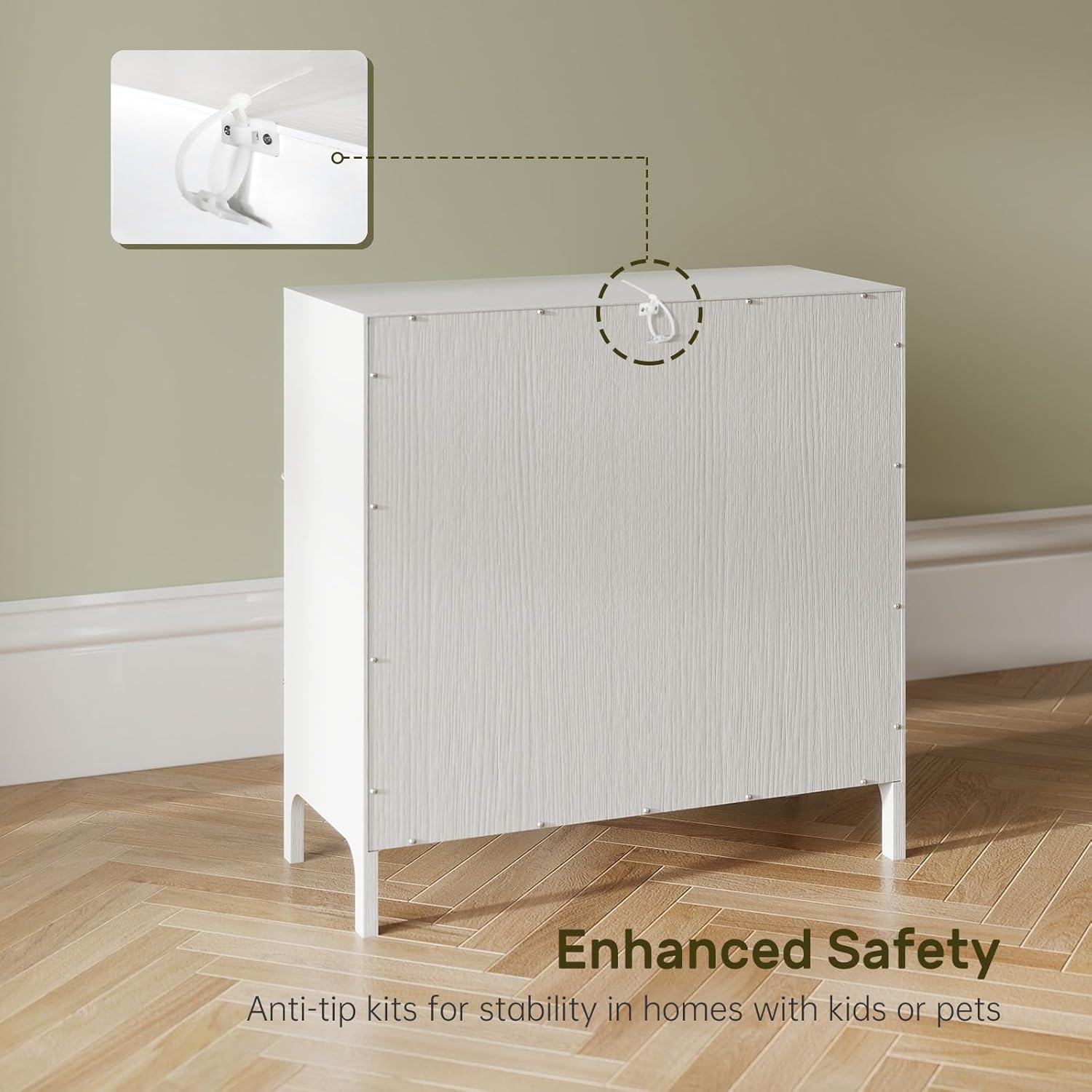 Sideboard Storage Cabinet with Adjustable Shelves, 39.4" Wide Wood Buffet Cabinet with Double Doors, Freestanding Console Cabinet for Dining Room, Entryway, White - Image 8