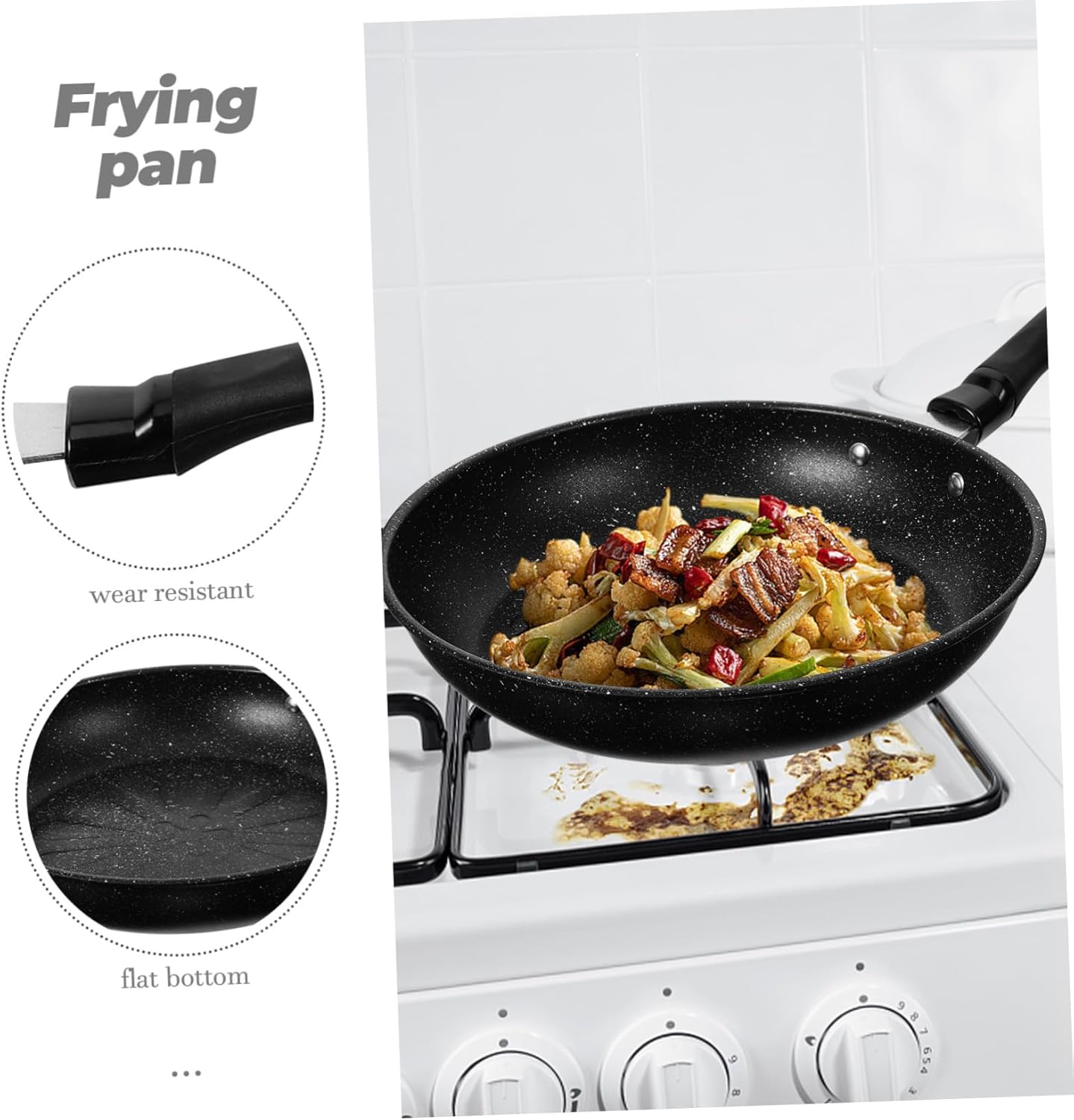 Non Stick Omelette Pan Thicken Maifanite Stone Frying Pan Mini Cooking Saucepan for Eggs for Home Restaurant Use Black