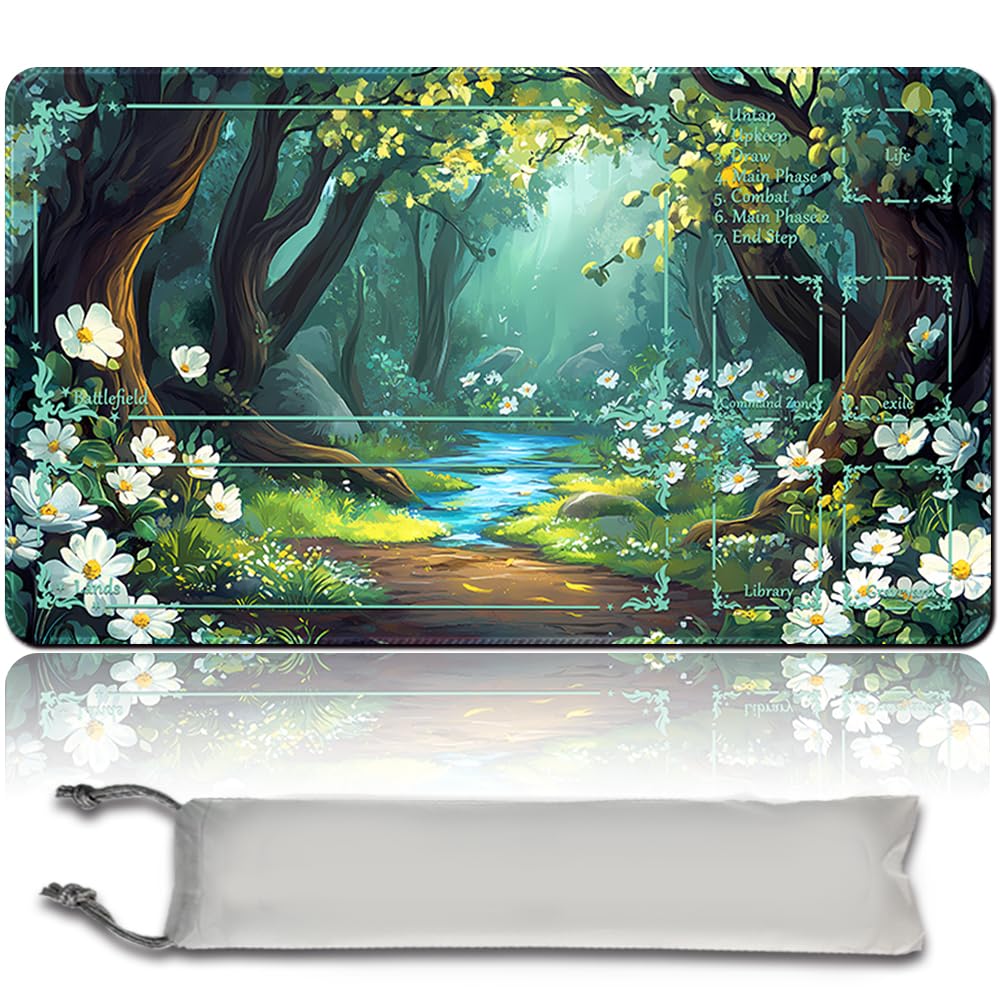 MTG Play Mat MTG PlayMat 60 cm x 35 cm, Original Art, Non-Slip TCG Play Mat with Rubber Base and Stitched Edges, Commander TCG Rollable & Foldable Card Mat (with Zone, mtg48-4)