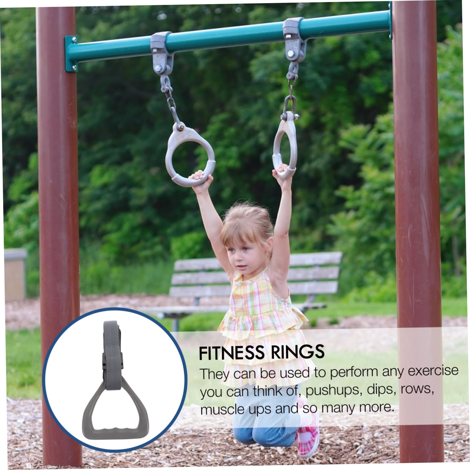 BRIGHTFUFU 2Pcs Gymnastic Rings Adjustable Fitness Equipment for Strength Training at Home Gym Outdoors Durable Material for Men Women