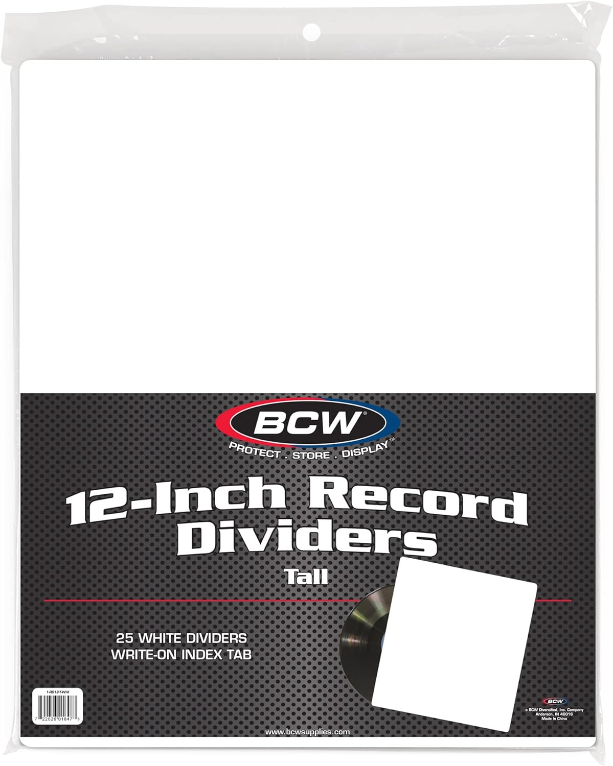 BCW Tall Dividers for 12 in Records - White | 25 Pack | Premium Quality Vinyl Storage