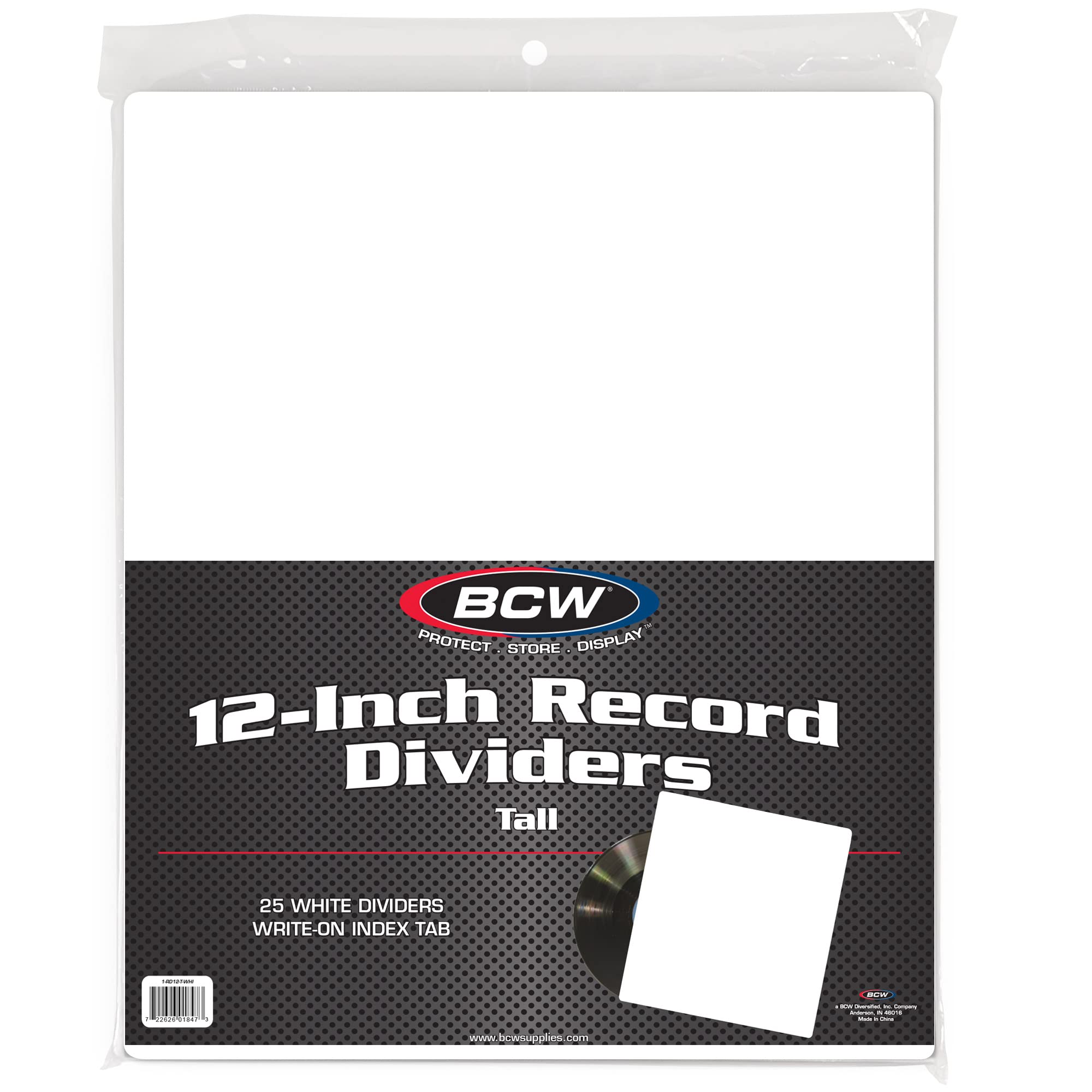 BCW 25CT 30cm RECORD DIVIDERS - TALL - WHITE