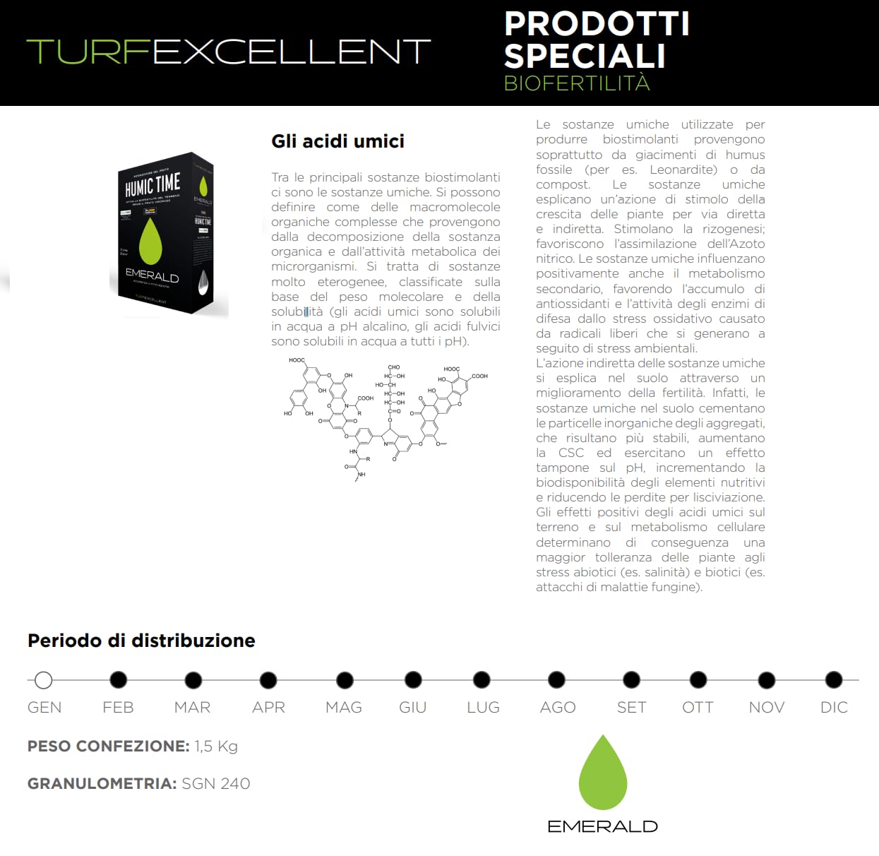 Emerald HUMIC TIME,Turf Excellent, Concime Fertilizzante Potenziatore del Prato,attiva la Biofertilità del terreno, 1,5kg (2)