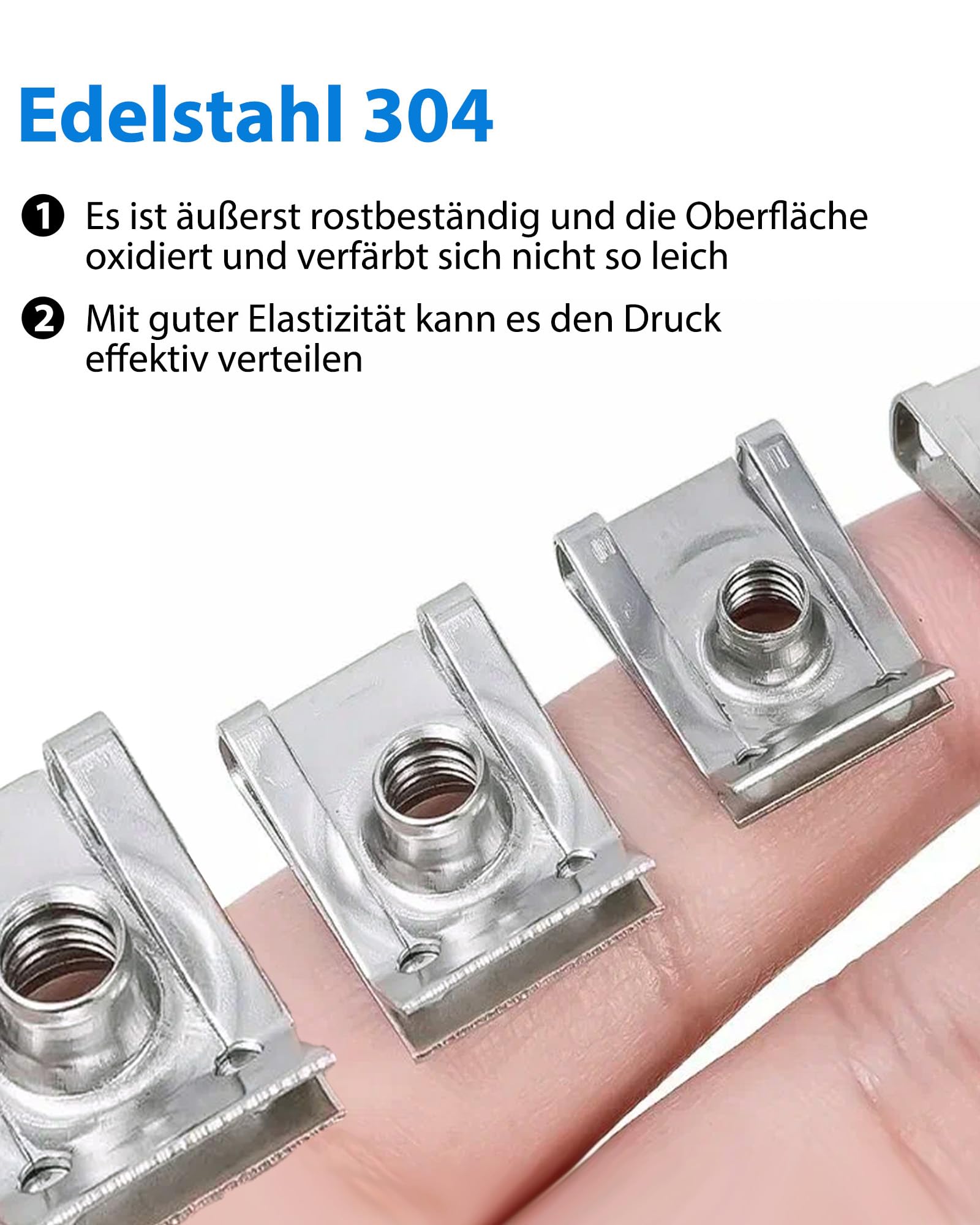 100 Stück Blechmutter Schraube Mutter Kit: U-Typ Blechmuttern Edelstahl M4 M5 M6 M8 mit Aufbewahrungsbox für reparieren in Türverkleidungen Dachverkleidungen