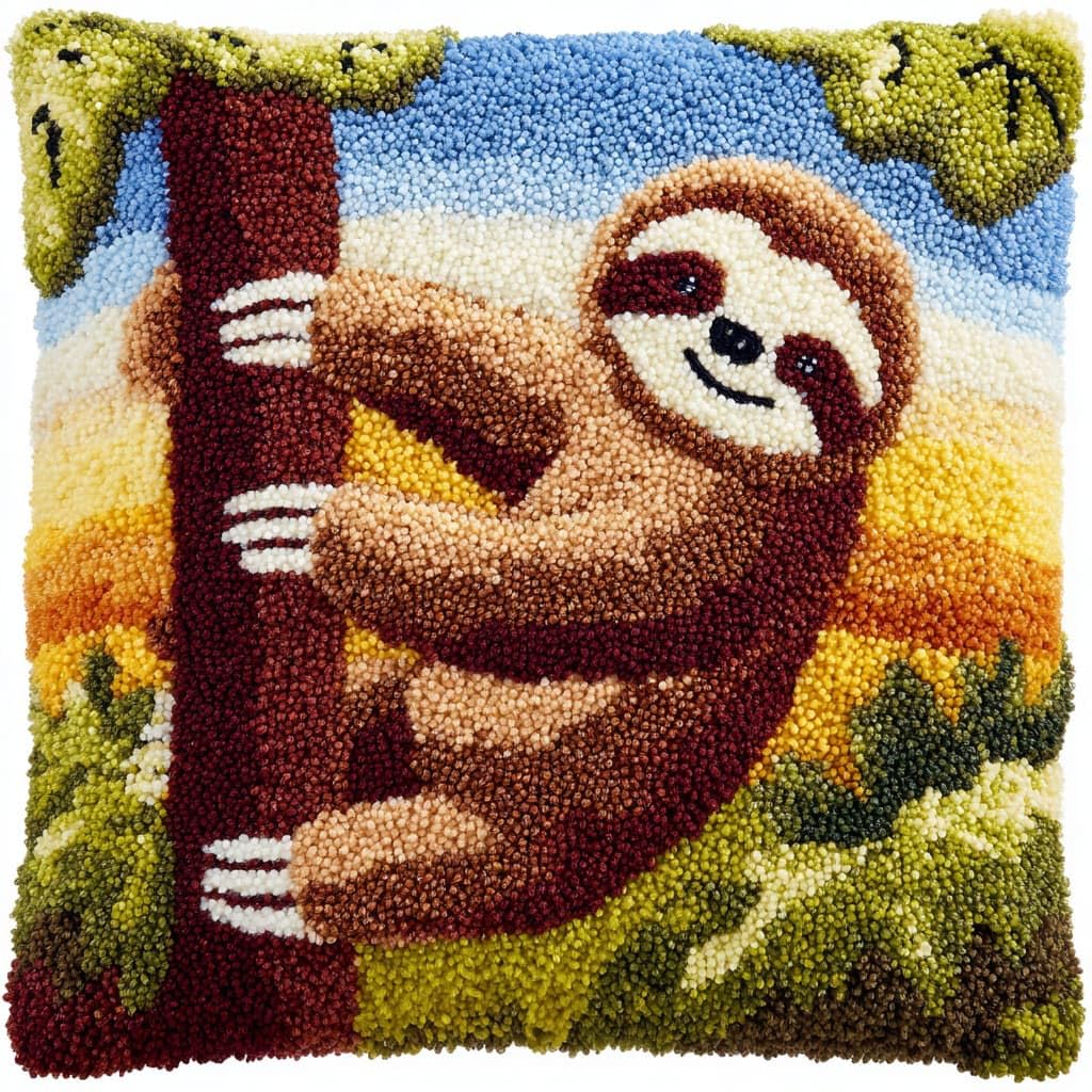 WallustrioaW Latch Hook Cushion Kits,Animal Sloth