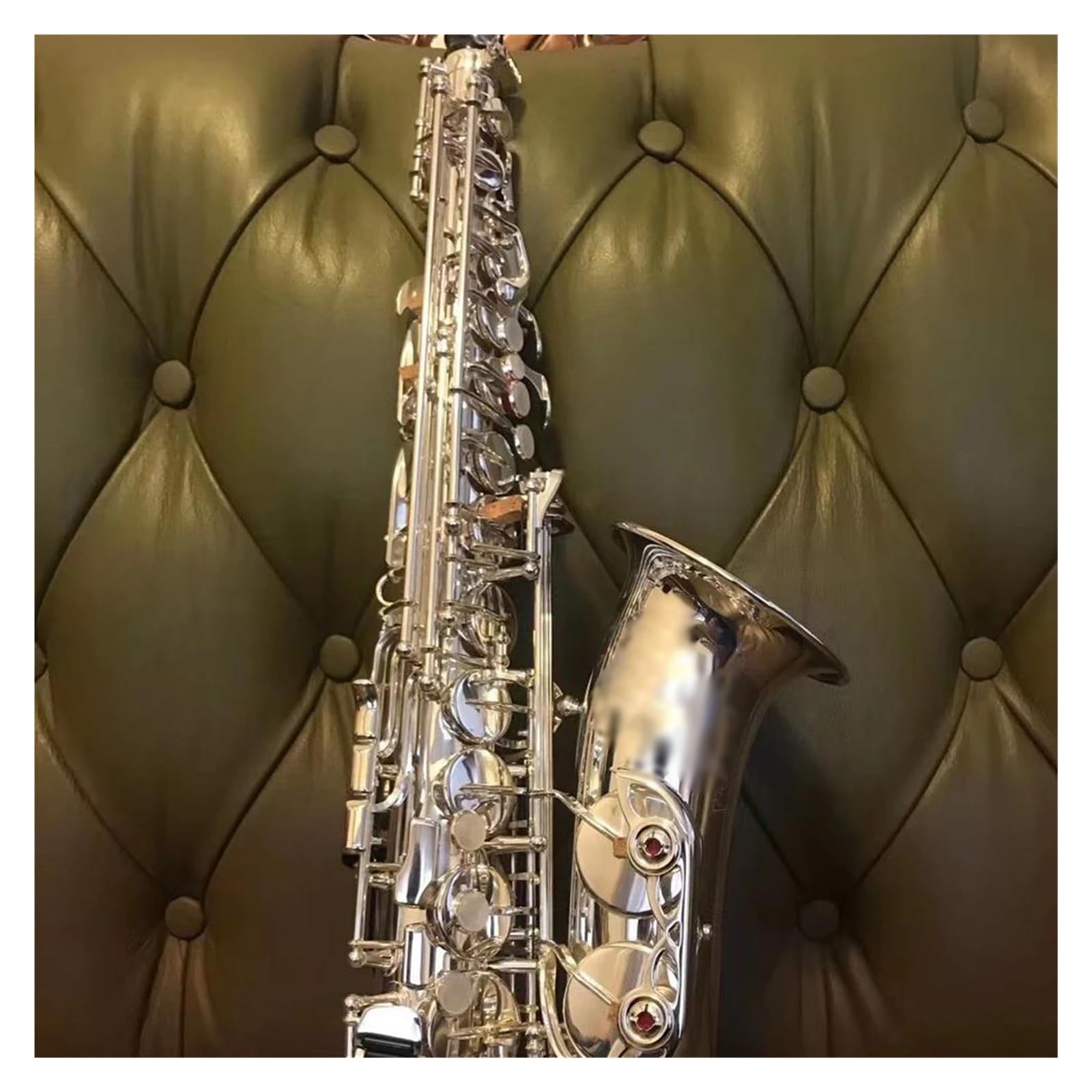 Saxofón Saxofón Alto En Mi Bemol, Instrumento De Jazz Estampado Uno A Uno, Plateado Niquelado, Con Estuche (Color : Leather case)