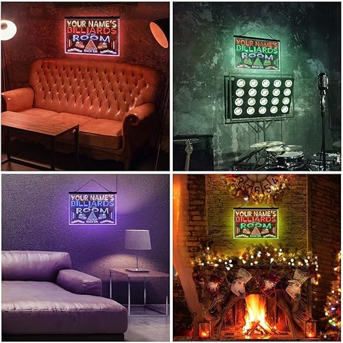 Miniatura 6 de ADVPRO Personalized Billiards Room Tri-Color LED Neon Light Sign, a Unique 3D Engraved Art Decor  Customize Name Date Text Quote Font White & Blue &