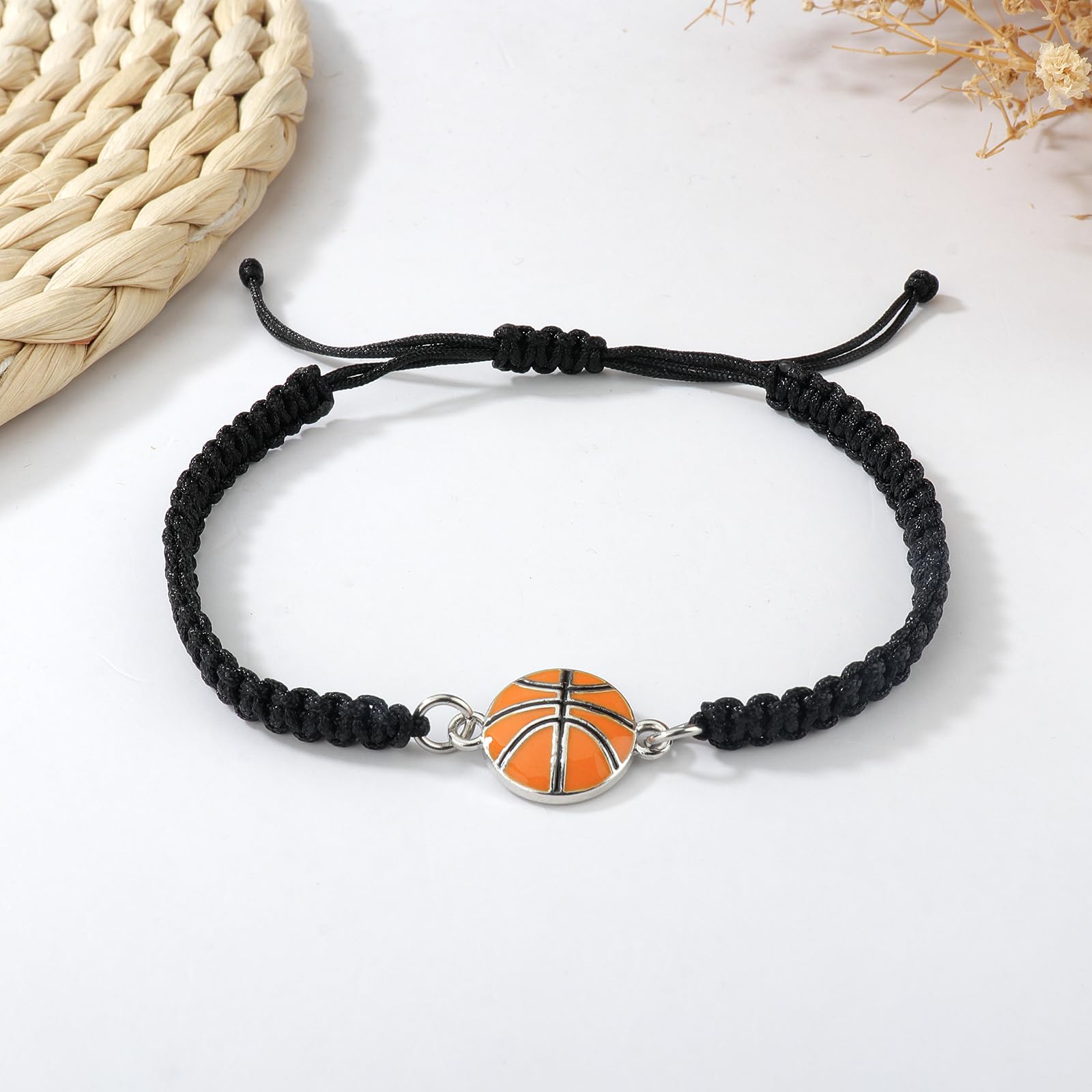 PARTNER Basketball Bracelets Gifts for Men Basketball Braided Bracelet for Women Basketball Jewelry Gifts for Friends Basketball Charm Bracelets for Sports Lover(Basketball-Black)