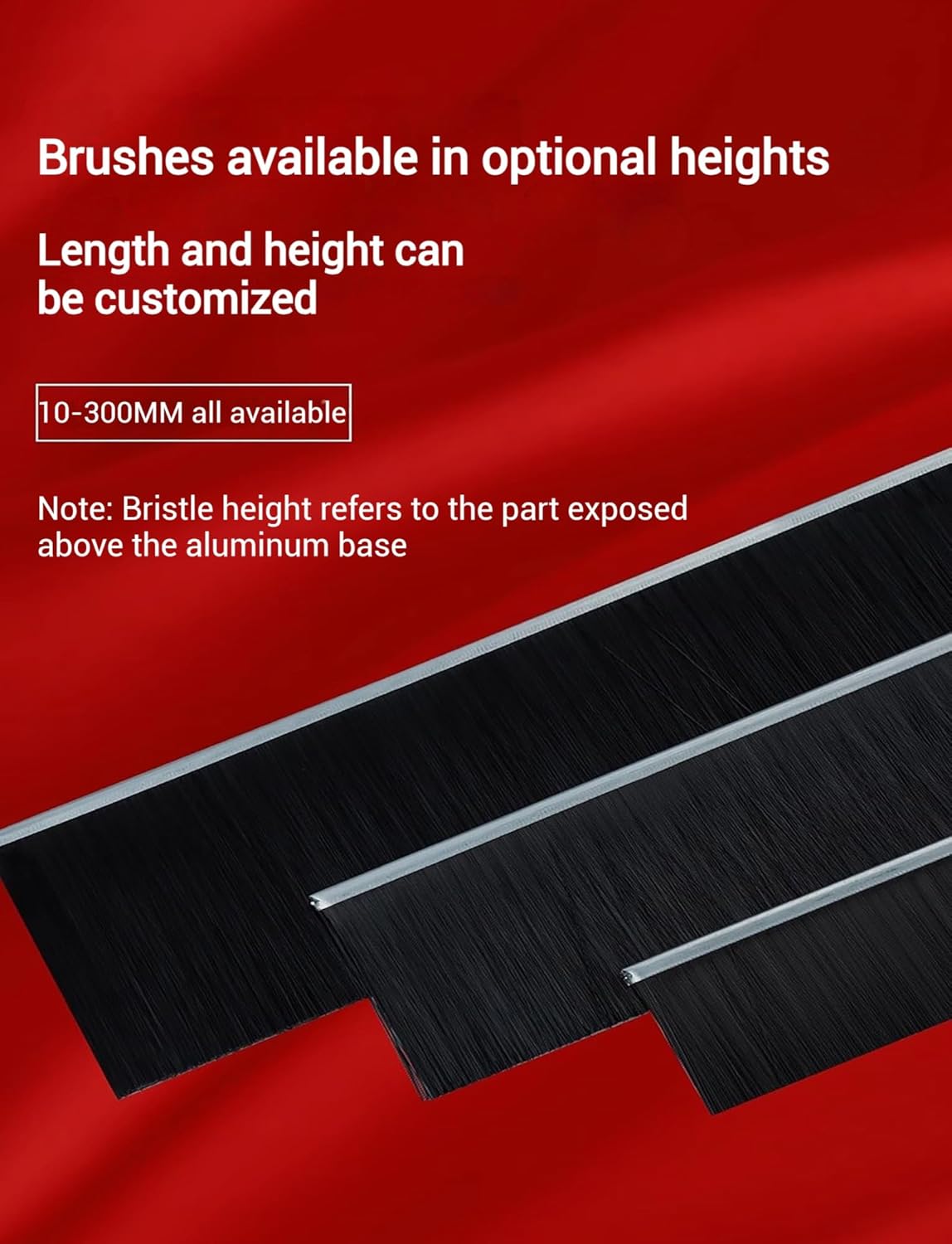 H/F/T-Type Aluminum Alloy Strip Brush - Industrial Dust Brush for Machine Tools, Cabinet & Door Bottom Sealing, 3.28ft Length, 30mm Width - Durable & Versatile Cleaning Solution