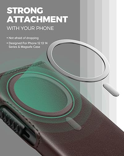 Miniatura 4 de VULKIT Cartera magnética para tarjetas de teléfono, funda delgada de cuero desplegable con bloqueo NFCRFID, compatible con iPhone 1615141312 Series,