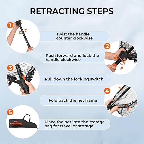 Miniatura 9 de KastKing Brutus Red de recogida plegable con gancho para barco, plegable, extensible, ligera y fuerte, gancho para barco multifuncional incorporado